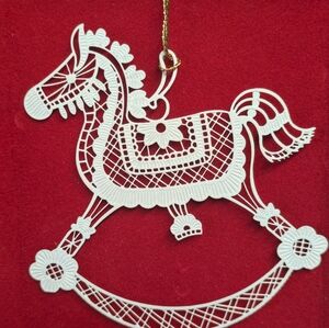 Vintage Winterlace by Tamerlane Rocking horse ornament in original box